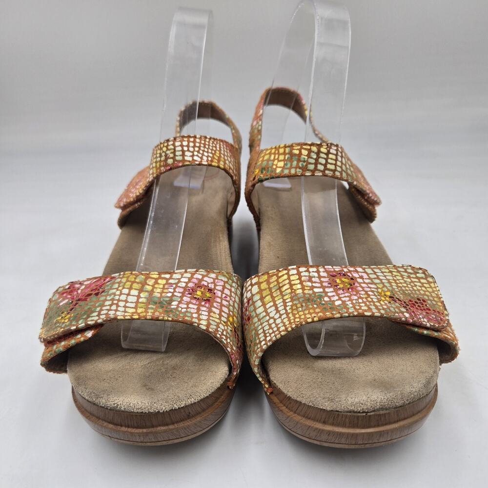 Dansko Sonnet Snake Print Metallic Rainbow Sandal Shoes 39 US 8.5 Art To Wear - Picture 2 of 7